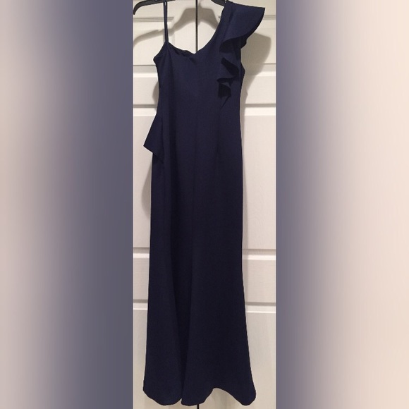 Jessica Howard Navy One Shoulder Gown - Picture 4 of 6